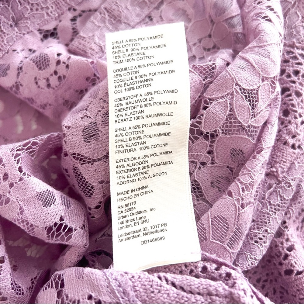 Free People Out West Lace Blouse NWT Lilac Sheer Button Front Top S - Picture 17 of 17